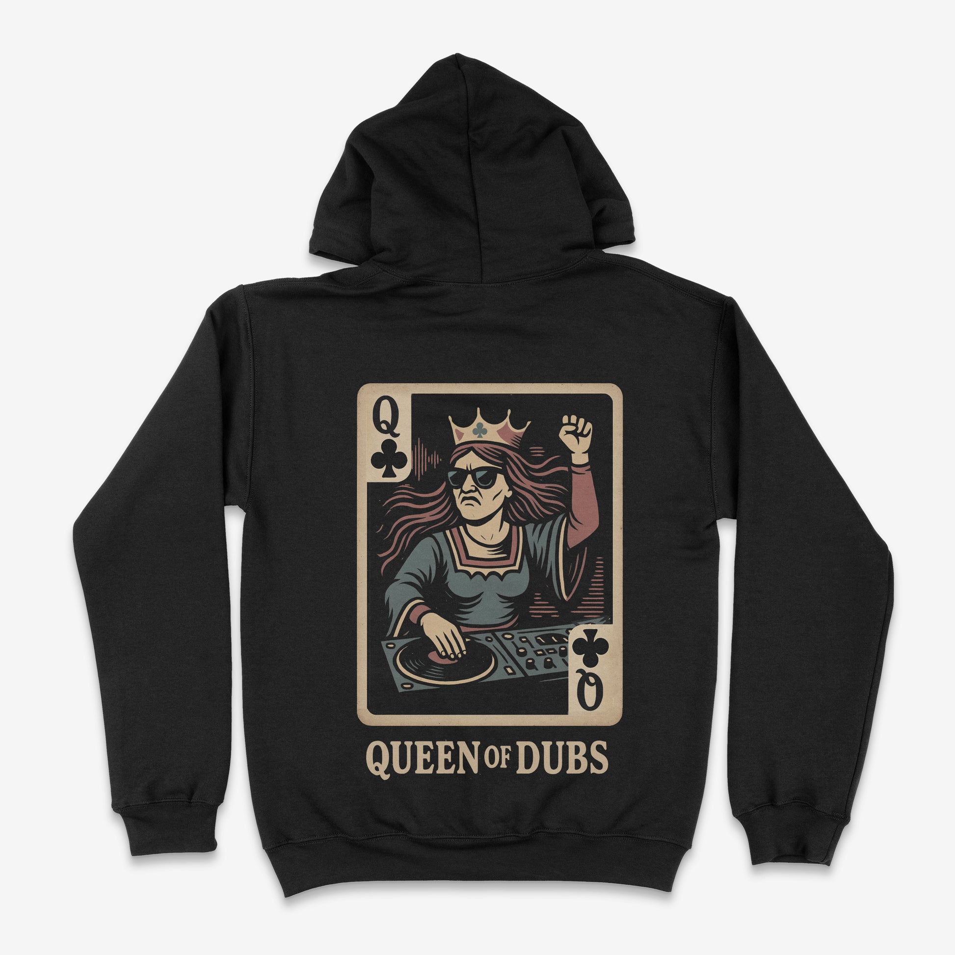 Queen of Dubs Black Drum and Bass Hoodie (Back)