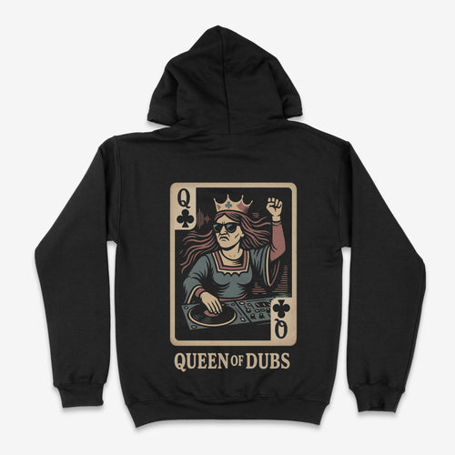 Queen of Dubs Black Drum and Bass Hoodie (Back)