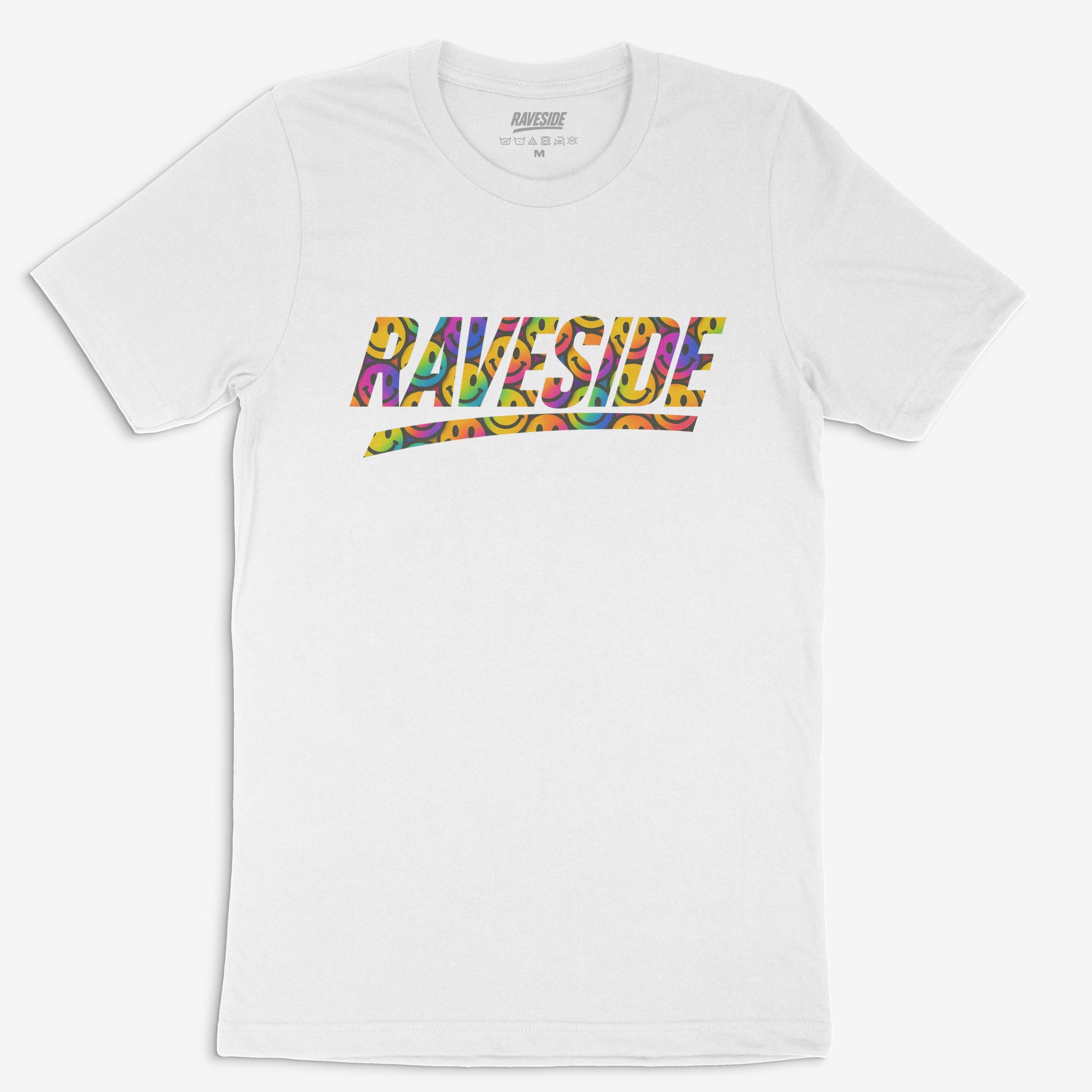 Raveside White Tee Smilies Edition Drum and bass shirt